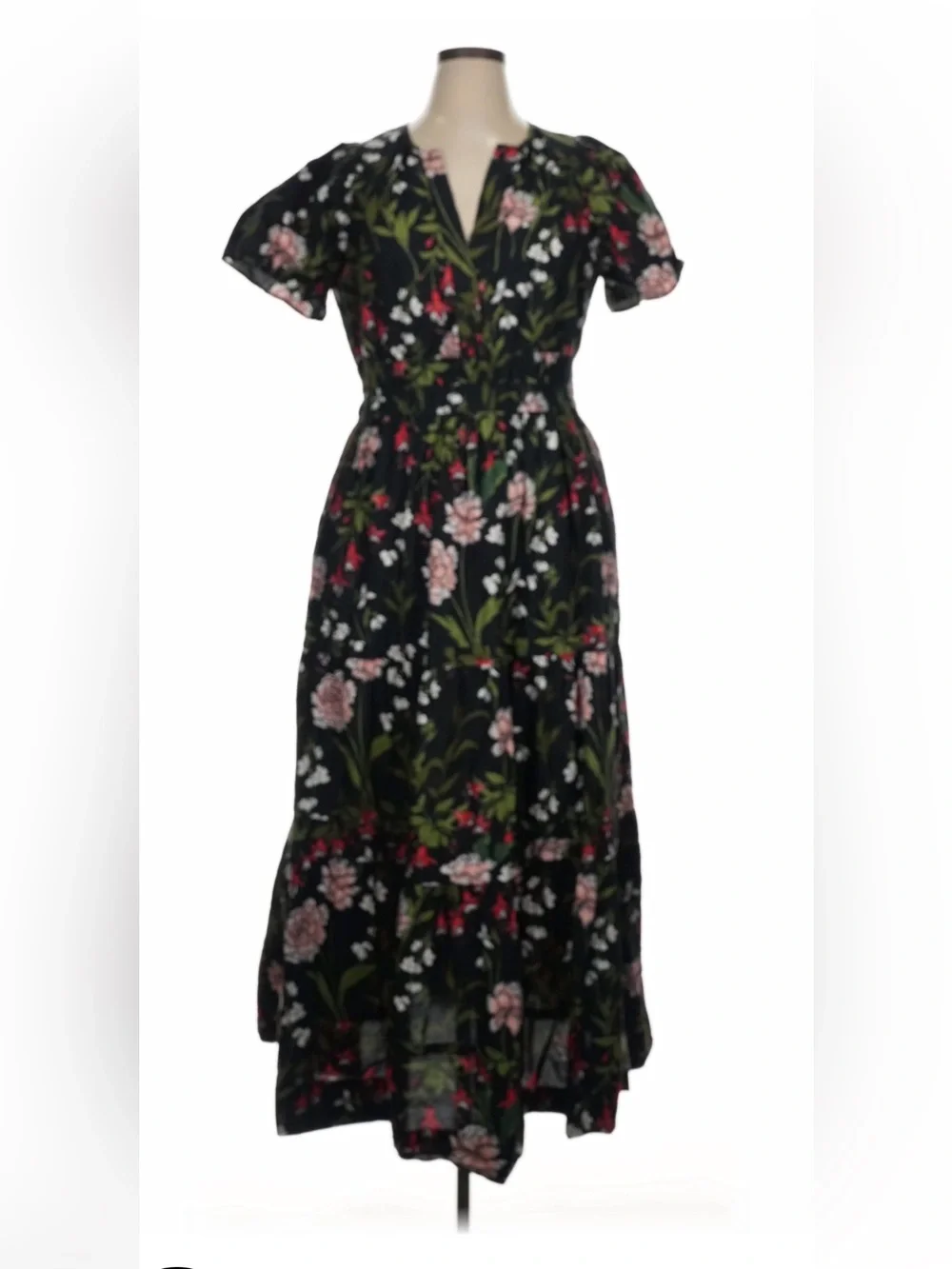 Anthropologie The Somerset Maxi Dress Tiered Smocked Waist Floral Black XL - Picture 2 of 4